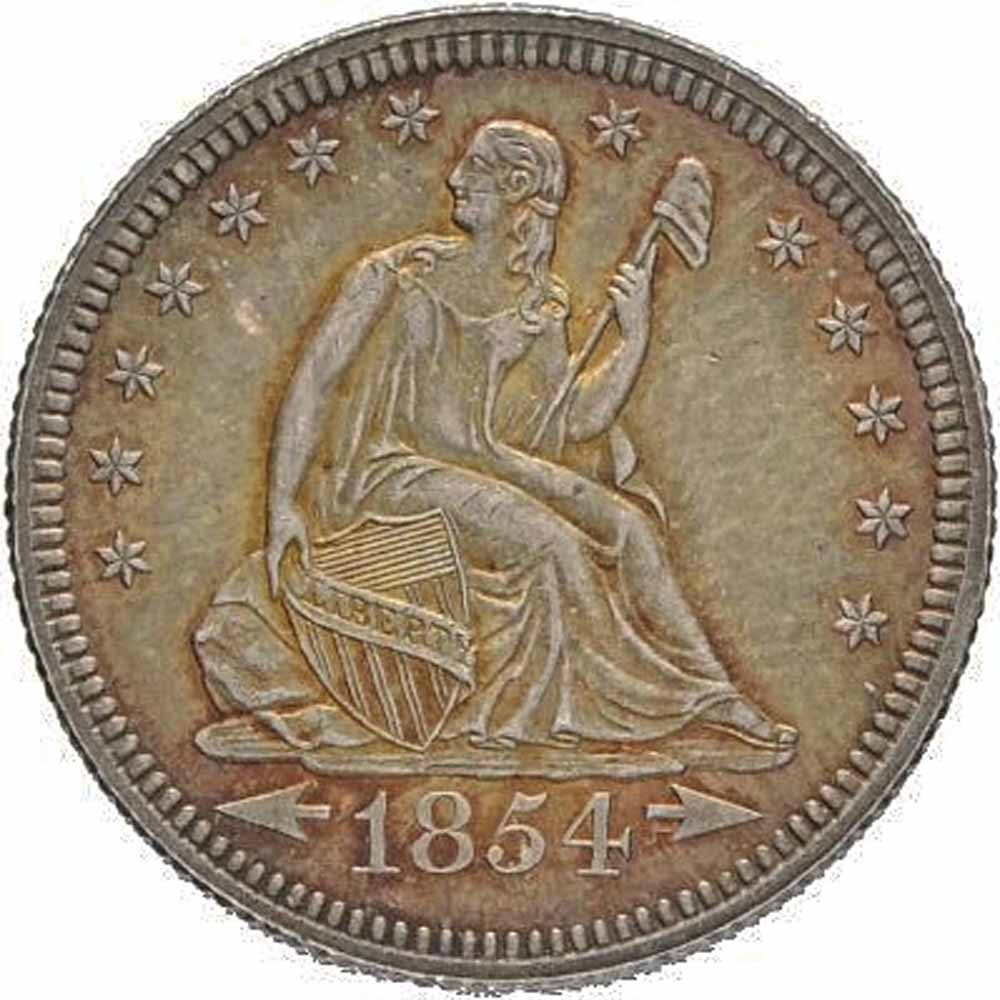 Nach geschätzten 300 Euro wurde dieses 1854 in Philadelphia geprägte !/4-Dollar-Stück mit 6 000 Euro  zugeschlagen. Foto: Künker