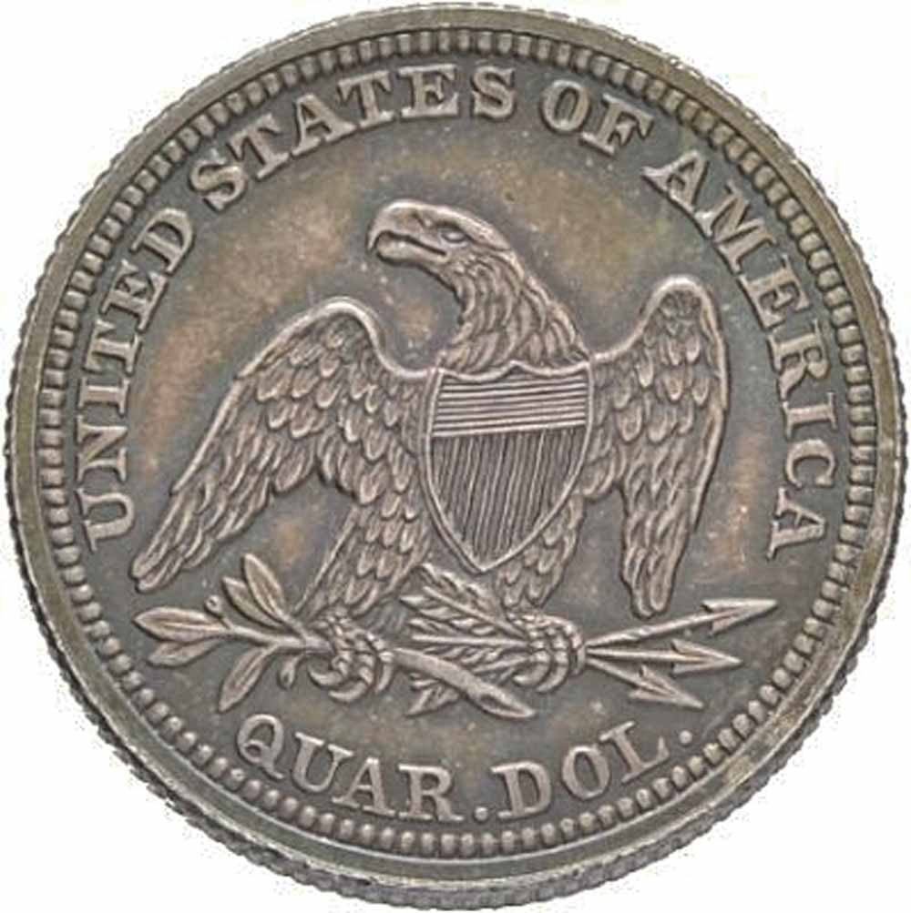 Nach geschätzten 300 Euro wurde dieses 1854 in Philadelphia geprägte !/4-Dollar-Stück mit 6 000 Euro zugeschlagen. Foto: Künker