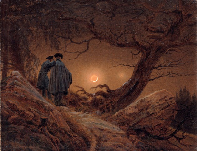Caspar David Friedrich (1774-1840): "Zwei Männer bei der Beobachtung des Mondes", 1819/1820, Repro: Jürgen Karpinski, SKD