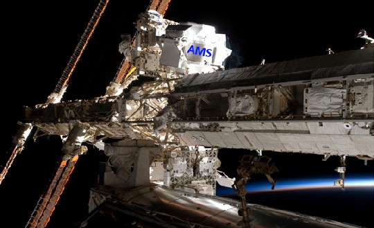 Der AMS-Detektor auf der ISS. Abb.: RWTH Aachen