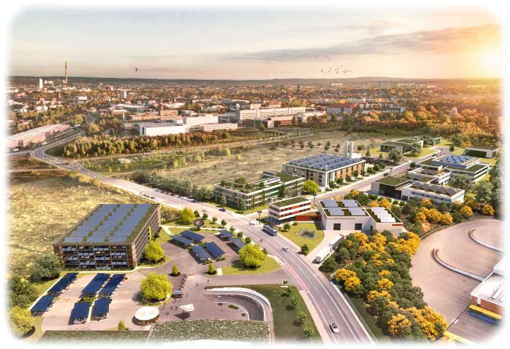 So soll der Hzwo-Wasserstoffcampus mit dem HIC künftig aussehen. Visualisierung: Hzwo/HIC