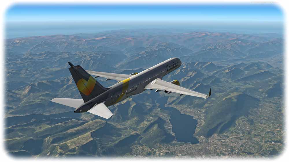 Die Gebirgs-Darstellung im X-Plane 11. Abb.: Bildschirmfoto (Jan Gütter) aus: X-Plane 11