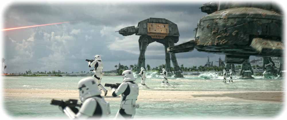 Sturmtruppen und Schreitpanzere des Imperiums versuchen, die Rebellen zu vertreiben. Abb.: Disney