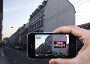Der AR-Parcours soll - smartphone-gestützt - den Teilnehmern per "Augmented Reality" neue Sichten auf städtischen Raum eröffnen. Abb.: Cynetart