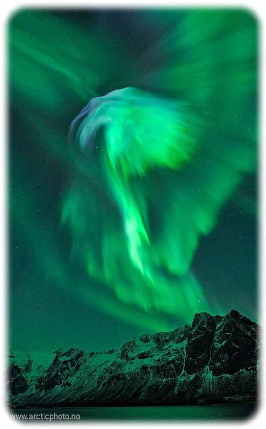 Spukhimmel über Norwegen. Doch nicht Hexen oder Außerirdische, sondern Sonnenteilchen waren dafür verantwortlich. Foto: Bjørn Jørgensen