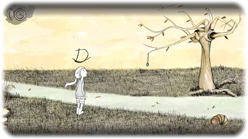 Seine Faszination schöpft das Spiel nicht zuletzt aus seiner hangemachtenen künstlerischen Stilistik. Bildschirmfoto aus: "Die Flüsse von Alice"