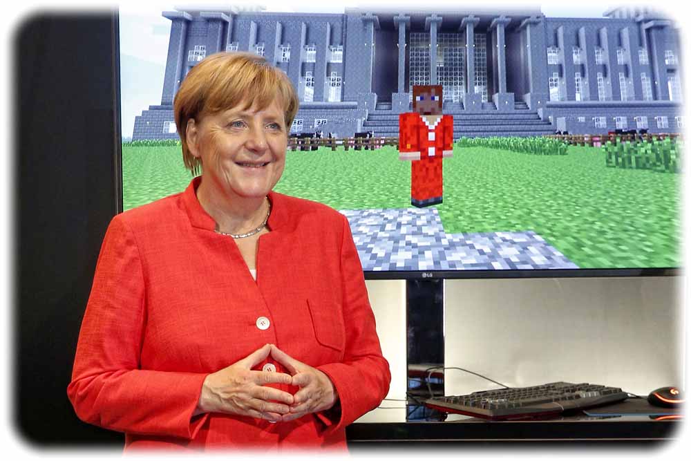 Bundeskanzlerin Merkel bei der Eröffnung der Gamenscom 2017 iin Köln. Foto: Franziska Krug/ Getty Images/ BIU)