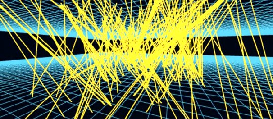 Keine Computerkunst, sondern Spuren von Antimaterie-Zerstörungen, bei denen das CERN nun Laien um PC-Rechenzeit bittet. Abb.: AEGIS
