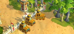 Babylonische Belagerungswagen zertrümmern eine Stadtmauer. Abb.: MS