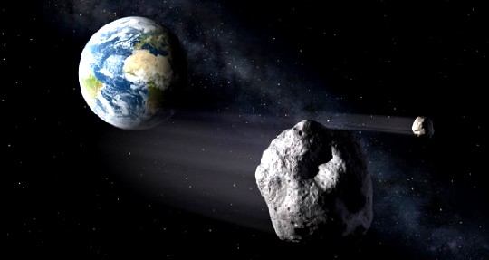 Meteorit in erdnaher Passage. Visualisierung: ESA - P.Carril