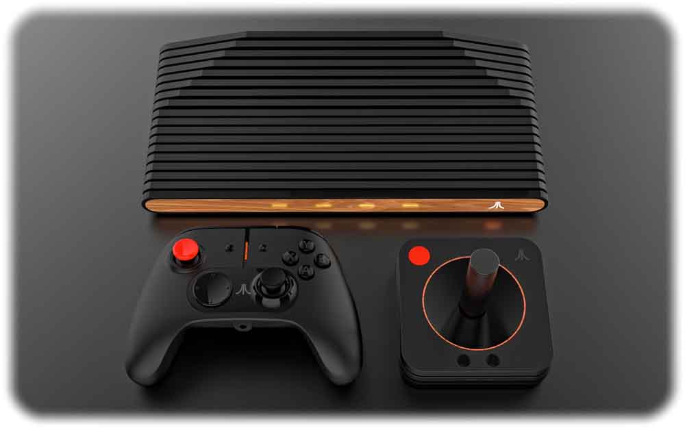 So soll die neue Spielekonsole Atari VCS aussehen - mit Joystick und anderen Eingabe-Geräten Foto: Atari