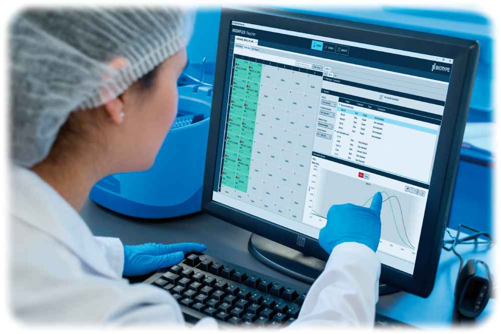 Eine eigens dafür entwickelte Software wertet die Biomarker-Daten vom Modaplex aus. Foto: Biotype GmbH
