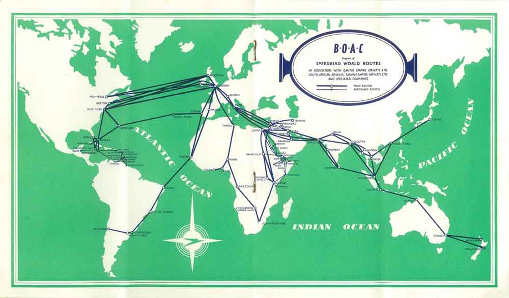 OAC Streckennetz vom 1. Juli 1951. Quelle: timetableimages.com 