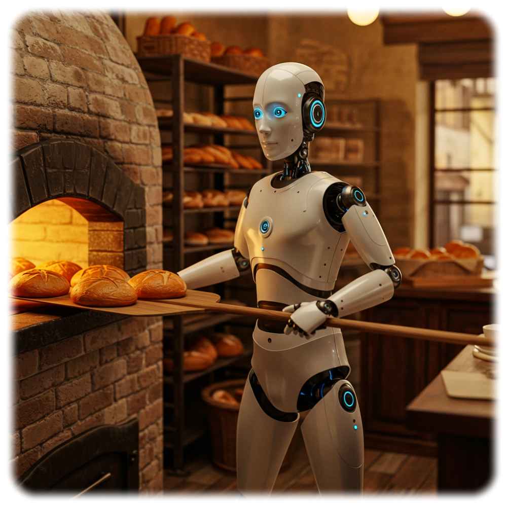 Künstliche Intelligenzen helfen auch in der Backstube. Visualisierung: Gemini, hw