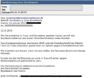 Die betrügerische Kreditkarten-E-Mail. Abb.: BSI