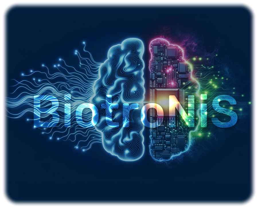 Der Biotronis-Verbund will Elektronik und lebendes Gewebe verbinden. Logo: Emanuel Richter und Dall-E