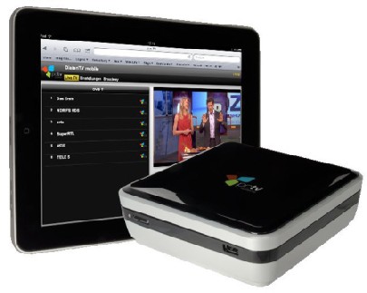 Der Broadway HD sendet per WLAN Sat-TV auf das iPad. Abb.: PCTV