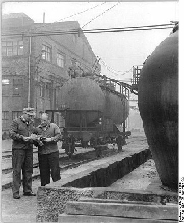 Chemiewerk Nünchritz, Archivaufnahme von 1958. Abb.: Bundesarchiv/ Wikipedia