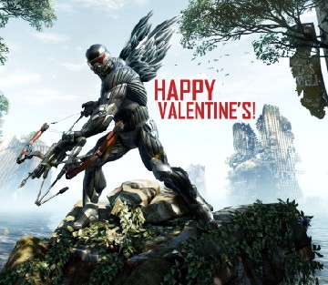 Um den Ernst der Lage zu zeigen, hat sich sogar Rachenengel Prophet aus dem neuen "Crysis 3" zum Valentinstag als Amor verkleidet. Abb.: EA