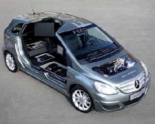 Brennstoffzellen-Strang in einer B-Klasse. Abb.: Daimler