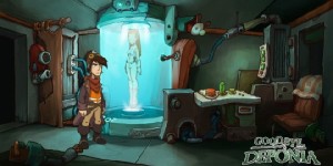 Wie kriegt Rufus die arme Goal aus dem Tank heraus? Im Herbst 2013 können wir uns die Antwort erspielen. Abb.: Daedalic