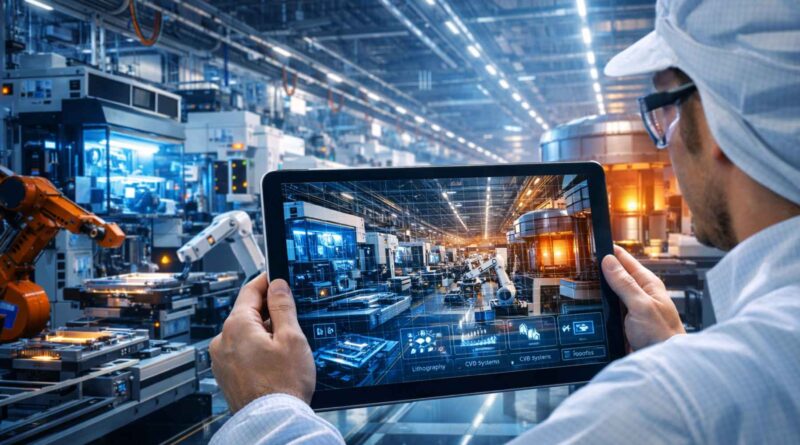 Digitale Zwillinge ganzer Chipfabriken oder anderer Produktionskomplexe könnten für erhebliche Produktivitätsschübe sorgen. Visualisierung: KI ChatGPT, Prompt: Heiko Weckbrodt