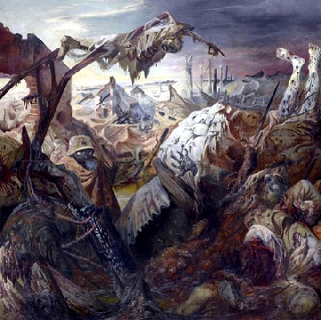 Ausschnitt aus dem Triptychon "Der Krieg", mit dem Otto Dix die Ikonografie des I. Weltkriegs mitprägte. Repro: SKD