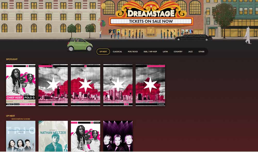 Virtuelle Bühne nicht nur für pandemische Zeiten: Dreamstage. Abb.: Bildschirmfoto (hw) von Dreamstage
