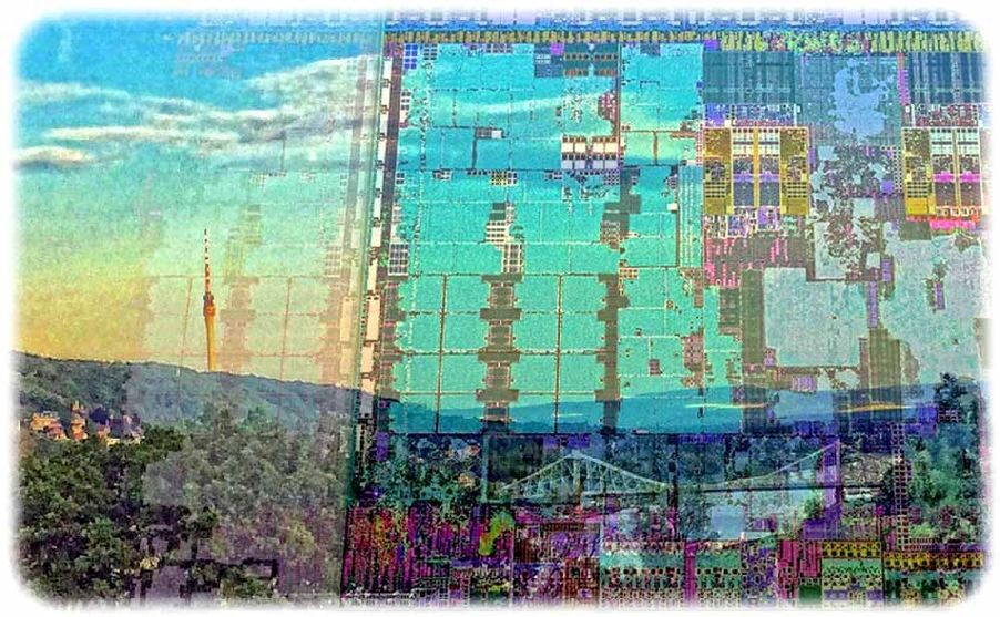 Dresden hat sich inzwischen einen guten Ruf in der Mobilfunk-Forschung erarbeitet. Wenn Intel demnächst sein Entwicklungszentrum an den Elbhängen schließt, könnte es auch zu neuen Ausgründungen kommen. Fotos: Intel (X3-Atom-Prozessor mit LTE-Funktion), hw, Montage: hw
