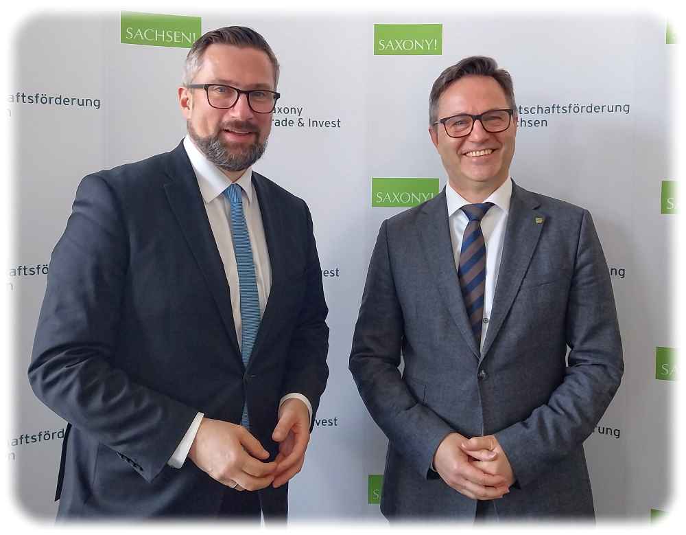 Sachsens Wirtschaftsminister Martin Dulig (links) und Thomas Horn, der Chef der Wirtschaftsförderung Sachsen. Foto: Heiko Weckbrodt