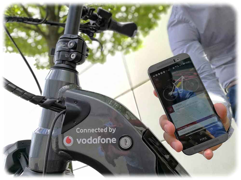 Mit einer speziellen app lässt sich das IoT-Elektrofahrrad orten. Foto: Vodafone