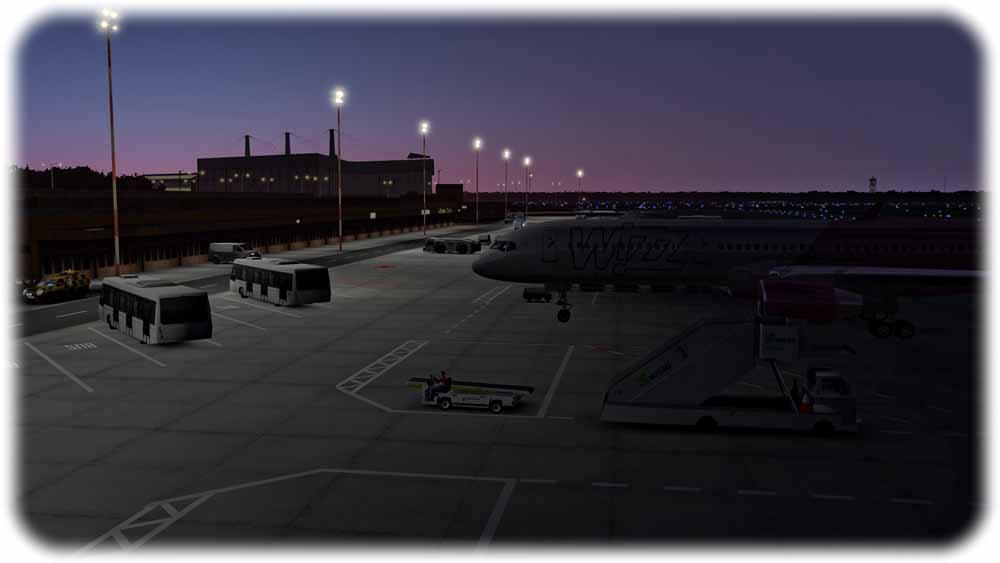 Die Lichteffekte bei Nacht. Abb.: Bildschirmfoto (Jan Gütter) aus: X-Plane 11