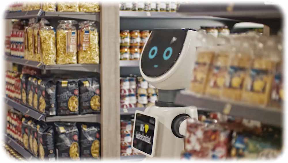 Dieser Roboter soll Marktbesuchern beim Einkauf helfen. Foto: Edeka