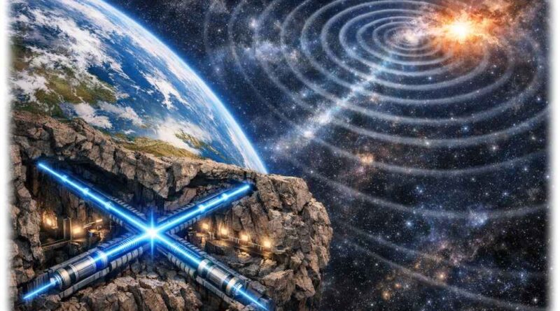 Sachsens Astrophysiker würden gern ein großes , unterirdisches Graviationswellen-Teleskop in der Lausitz bauen. Visualisierung: KI ChatGPT, Prompt: Heiko Weckbrodt