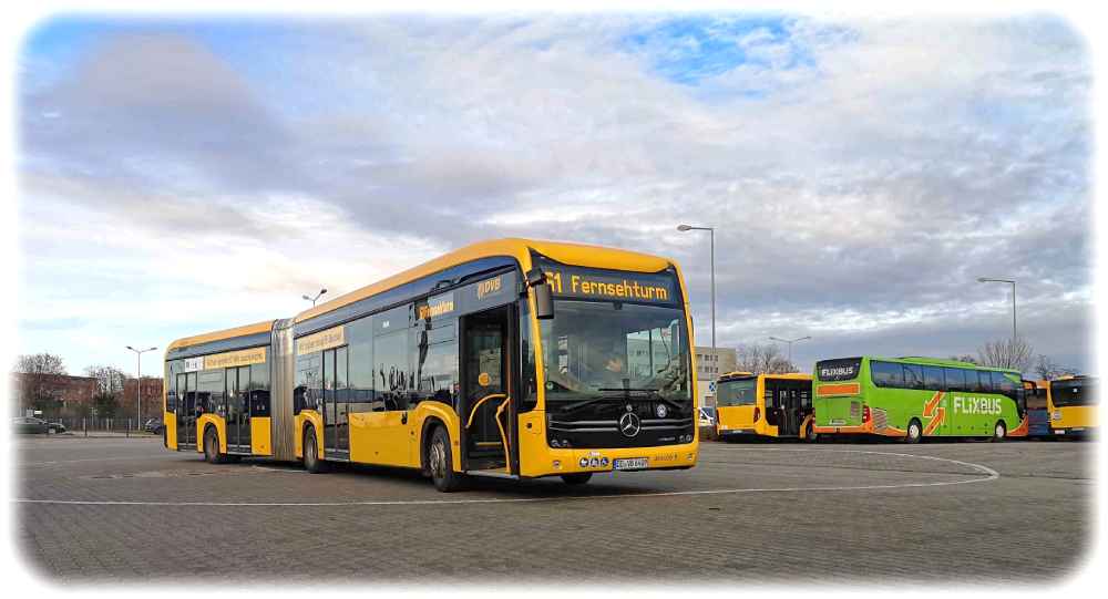 Elektrobus der Dresdner Verkehrsbetriebe. Foto: Heiko Weckbrodt