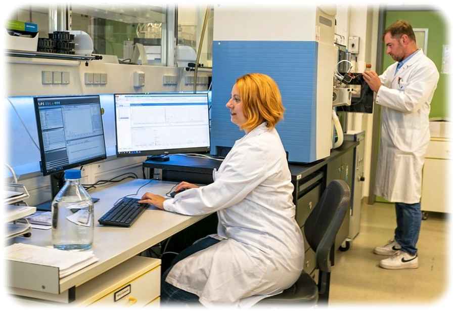 Doktorandin Rosalie König analysiert im Enzymtechnologie-Labor der BTU Wasserproben mit Blick auf Arznei-Rückstände. Foto: Ralf Schuster für die BTU