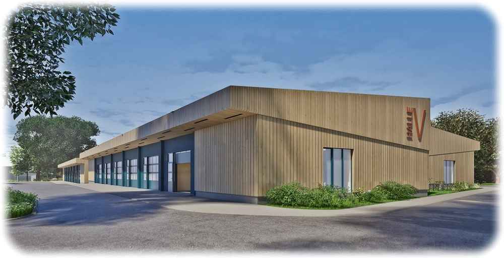 So sollen die Holz-Gewerbehallen aussehen. Visualisierung: Atelier Lauströer Richter Architekten via Meeco