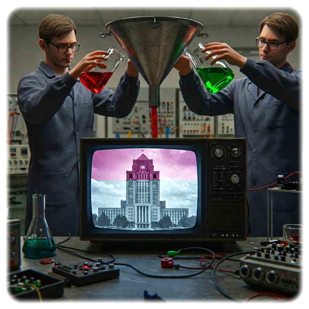 In der zweiten Hälfte der 1960er Jahre stiegen erst die BRD, dann die DDR von Schwarzweiß- auf Farbfernsehen um. Dabei setzte der Westen auf das PAL-System, der Osten auf das französische Secam. Visualisierung: Gemeni