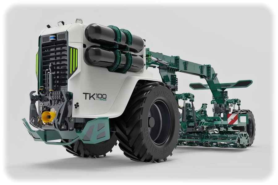 Der Feldroboter TK100 aus Sachsen. Visualisierung: TUD, Professur für Technisches Design