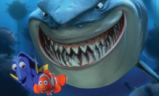 Nemos papi und Doris machen Bekanntschaft mit Abstinenzler-Haien. Abb.: Disney