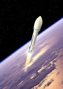 Visualisierung des Vega-Starts im Januar 2012. Abb.: ESA - J.Huart