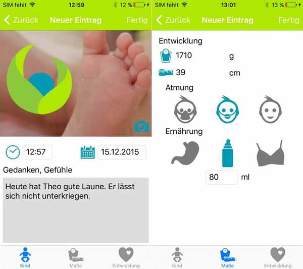 Blick in die "Neo-App#Tagebuch". Bildschirmfoto: akili:innovation GmbH