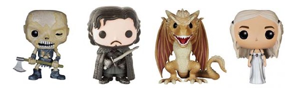 Ein Wiedergänger, John Schnee, der Drache Viserion und Daenerys Targaryen aus Game of Thrones als Vinyl-Figuren. Abb. (4): HBO-Shop