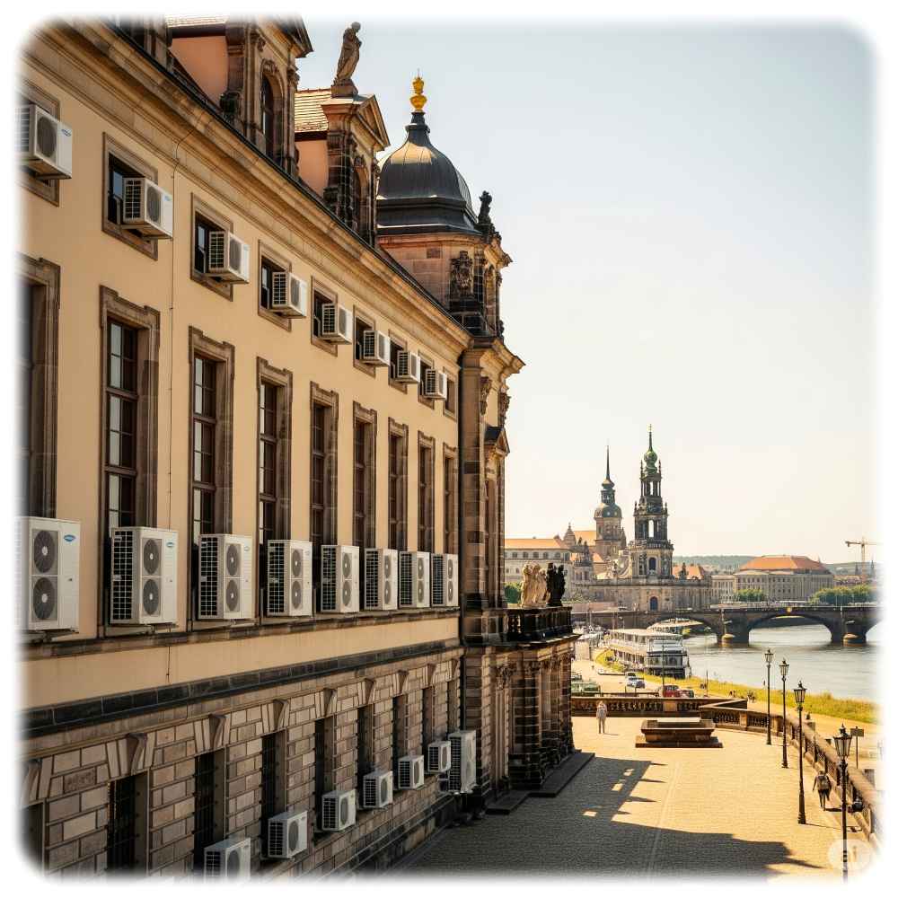 Einen Schönheitswettbewerb gewinnt man damit nicht. Dennoch sind Monoblock-Klimaanlagen weltweit millionenfach im Einsatz. Visualisierung: Gemini, Prompt: Heiko Weckbrodt