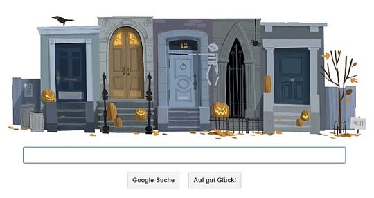 Was wohl hinter den Türen lauert? Das heutige "Google Doodle" zu Halloween. Abb.: BSF