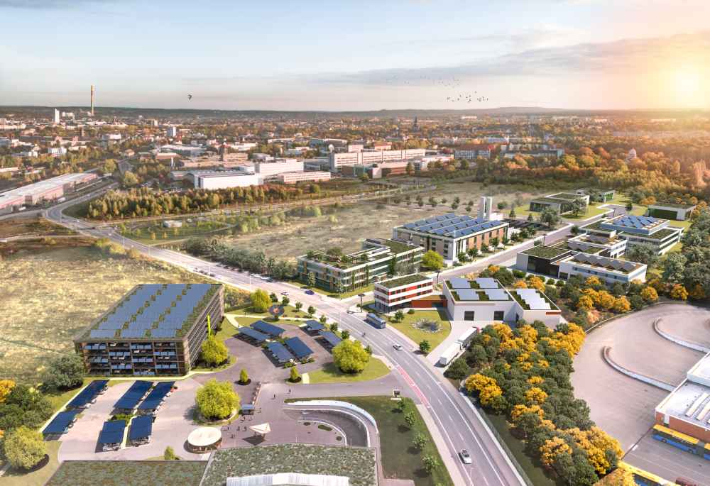 So sollen das HIC und der Wasserstoff-Campus in Chemnitz letztlich aussehen. Visualisierung: Hzwo