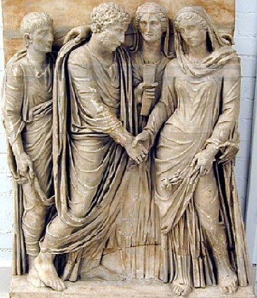 Antik-römische Hochzeitszeremonie. Foto: Aranzuisor, Wikipedia, GNU-Lizenz