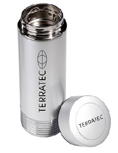 Die Terratec-Thermoskanne soll Handys aufladen und den Strom dafür aus der Kaffeehitze erzeugen. Foto: Terratec/Ultron