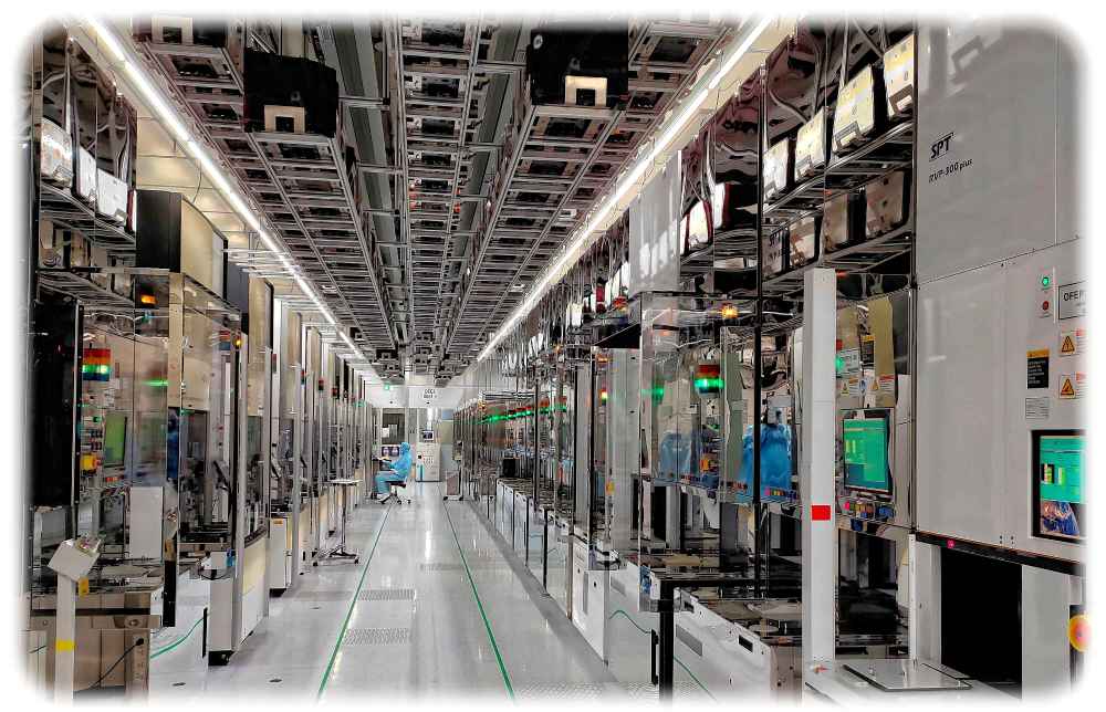 Blick in das 300-mm-Fabrikmodul von Infineon Dresden. Foto: Heiko Weckbrodt