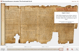 Die Isaiah-Rolle aus der Qumran-Sammlung. Abb.: Google/ Israel Museum